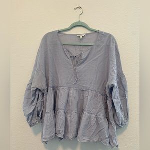 Lucky Brand Striped Smocked Peasant Blouse